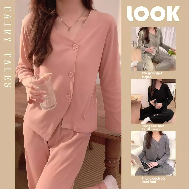 Bộ Đồ Ngủ Cotton Nguyên Chất Nữ Xuân Thu 2026 Phong Cách Mới Dài Tay Lười Phong Cách Dopamine Màu Sắc Phù Hợp Với Mùa Đông Nhà Quần Áo Mặc Ngoài