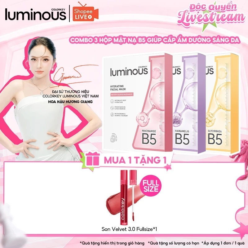 [KOL] Combo 3 Hộp Mặt Nạ Giấy Colorkey Luminous Facial Mask, 30 miếng