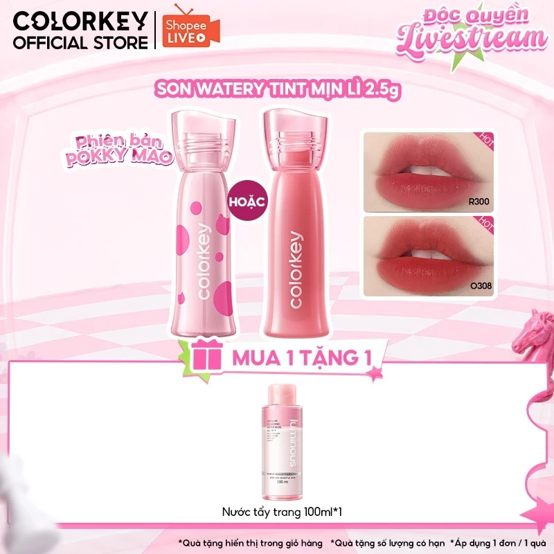 [KOL] Son COLORKEY Watery Tint, Lì Mịn Nhẹ Môi, Không Dính, Lâu Trôi, Dưỡng Ẩm 2.5g