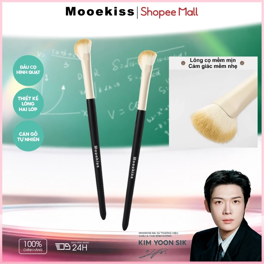 Cọ trang điểm Mooekiss cọ tạo khối Kết hợp tạo khối và highlight Dạng nửa quạt Lông mềmD ễ lấy phấn