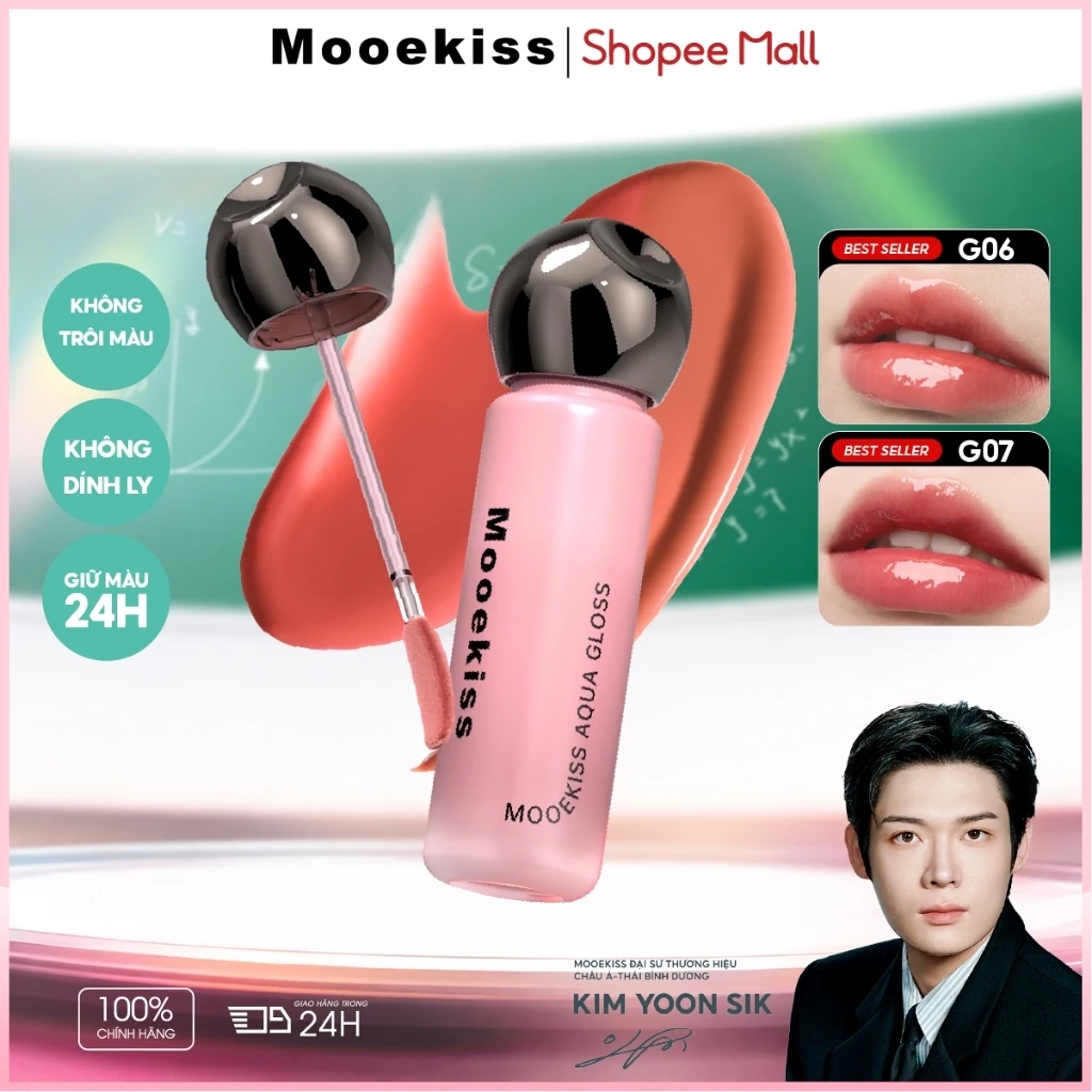 Son Bóng Mooekiss, Căng Mọng Môi, Dưỡng Ẩm, Lâu Trôi, Tôn Da, Thiết Kế Xinh Xắn 2.1g [Shelf life less than 1 year]