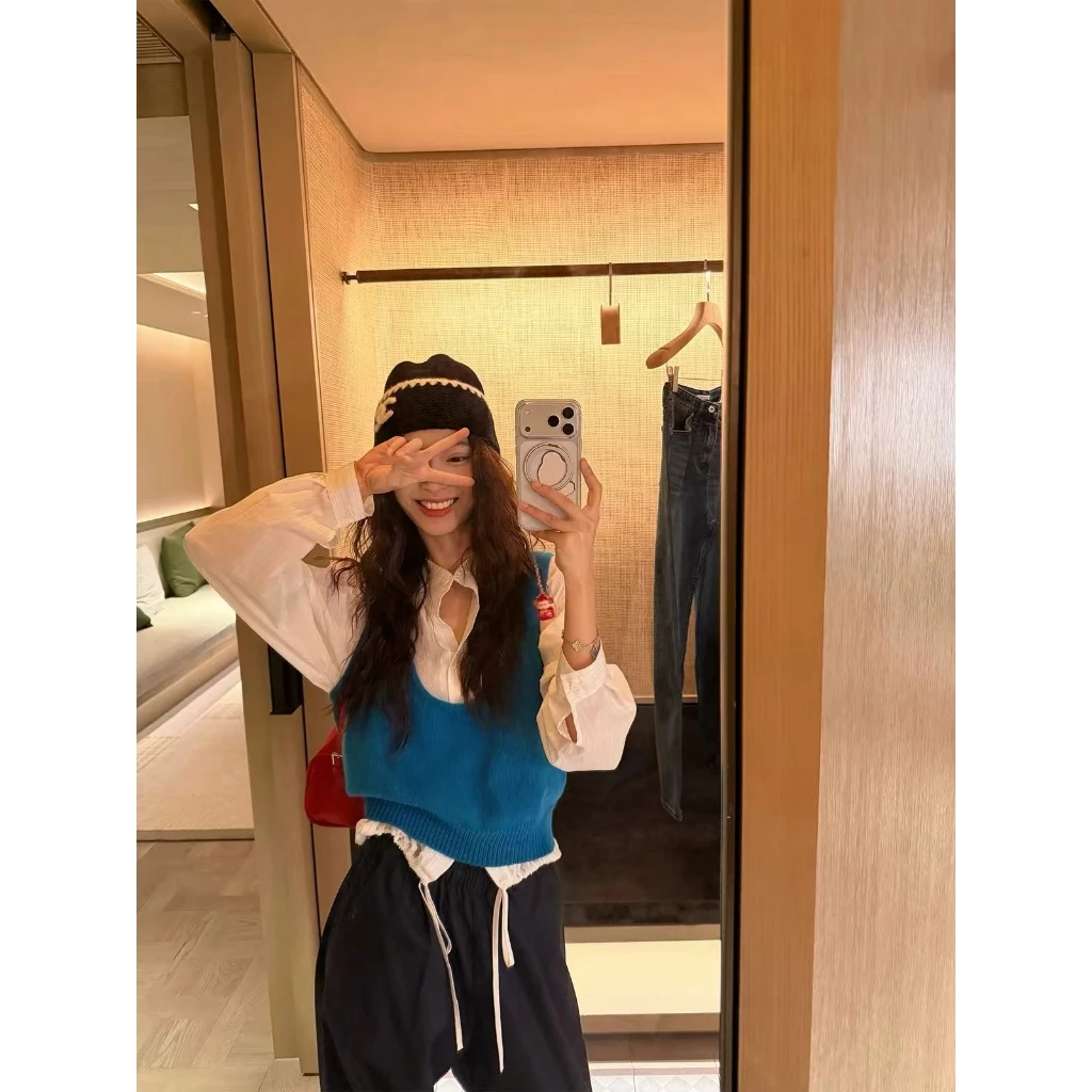 [Seeyou studio] Áo Vest dệt kim màu trơn phong cách Hàn Quốc năm 2026 mới về dành cho nữ, đa năng, làm phẳng hình & che khuyết điểm, áo ghi lê dệt kim thông thường chạy bằng Vibe 6840