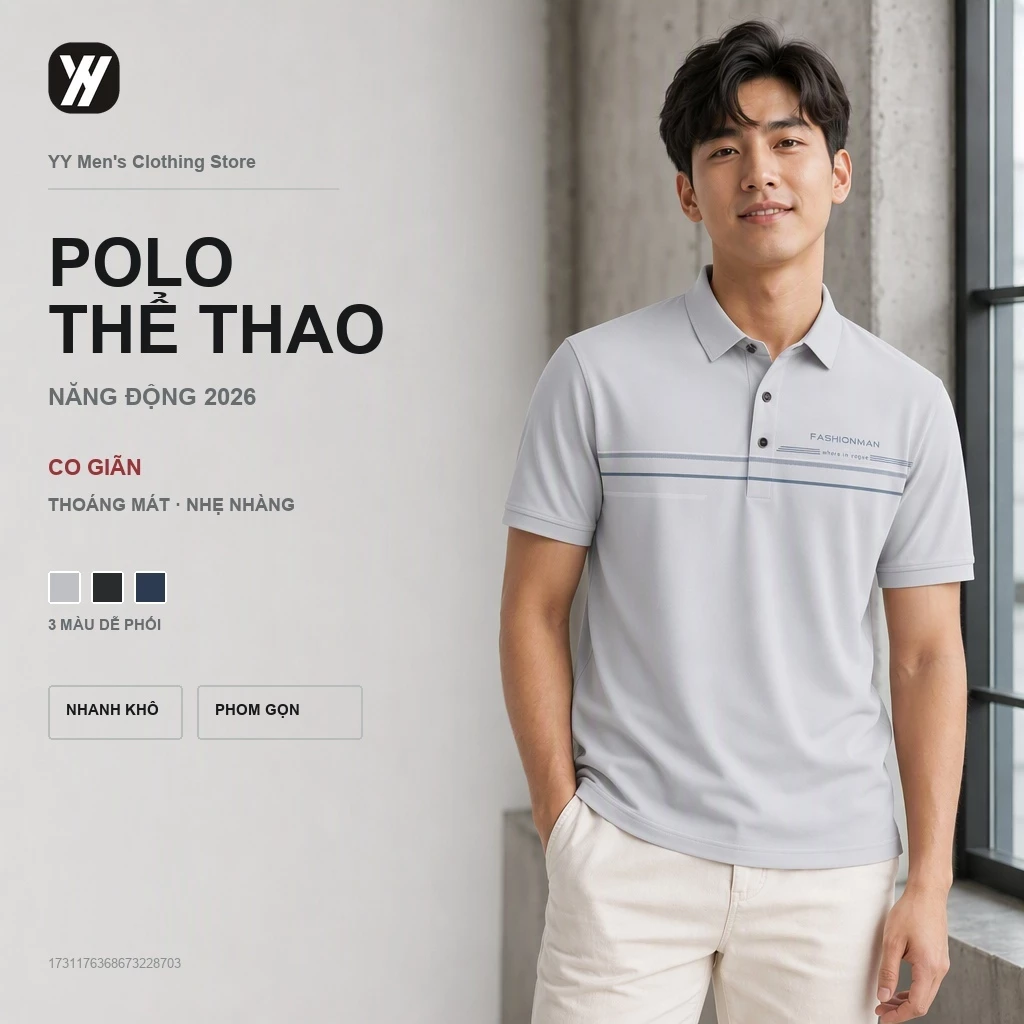 Áo sơ mi polo nam mới về với thiết kế sọc, màu trơn, chống nhăn, thoải mái cho môi trường văn phòng và hàng ngày
