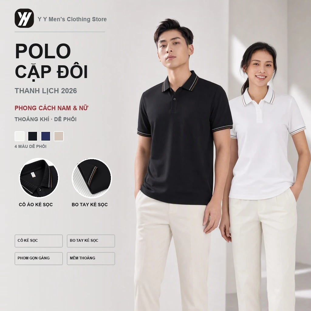 Áo sơ mi polo nam cao cấp sọc cổ ngắn tay, thoáng mát cho công sở mùa hè