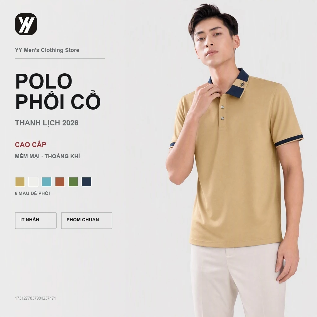 Áo sơ mi polo nam tay ngắn dành cho golf và thể thao, cổ áo thun