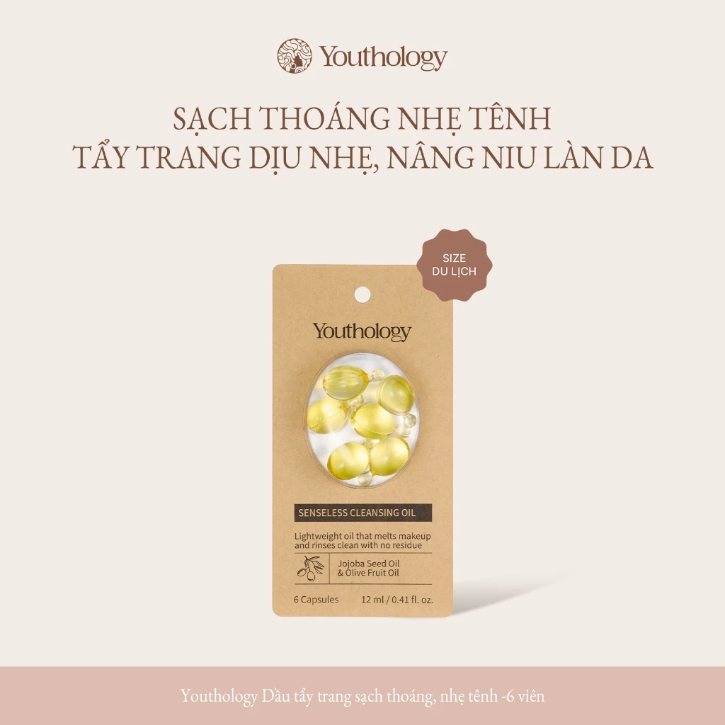 Youthology Dầu Tẩy Trang 12ml Làm Sạch Lớp Trang Điểm, Nhũ Hóa Nhanh, Không Nhờn Rít, Không Gây Bít Tắc Lỗ Chân Lông