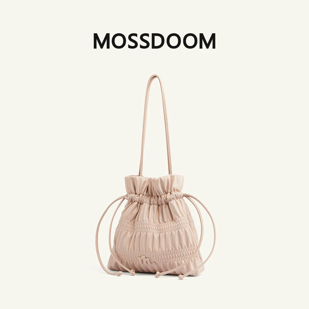 MOSSDOOM Emeline Bag Túi đeo vai nhún dây rút – Túi dáng xô mềm mại xếp nếp dành cho nữ