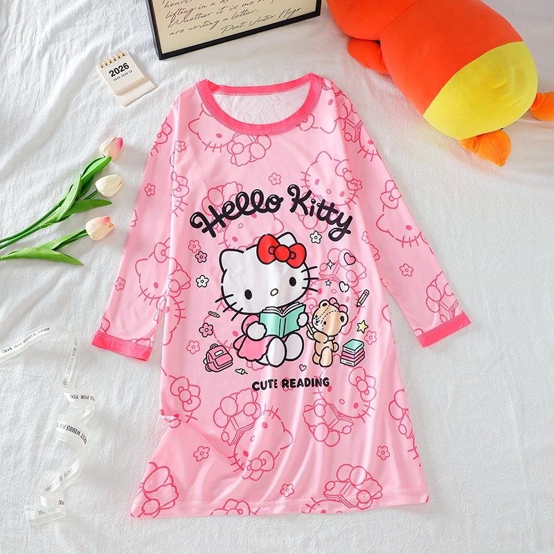 Váy bé gái dễ thương Váy ngủ cổ tròn tay ngắn dành cho trẻ em Thời trang chuyển tiếp Polyester KT Girls Mặc ở nhà cho 12 - 13 tuổi