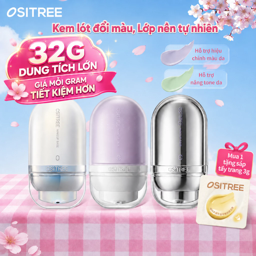 [LIVE]Kem Lót OSITREE 32g - Dưỡng Ẩm, Tone Up Sáng Da, Che Khuyết Điểm, Làm Mịn Lỗ Chân Lông
