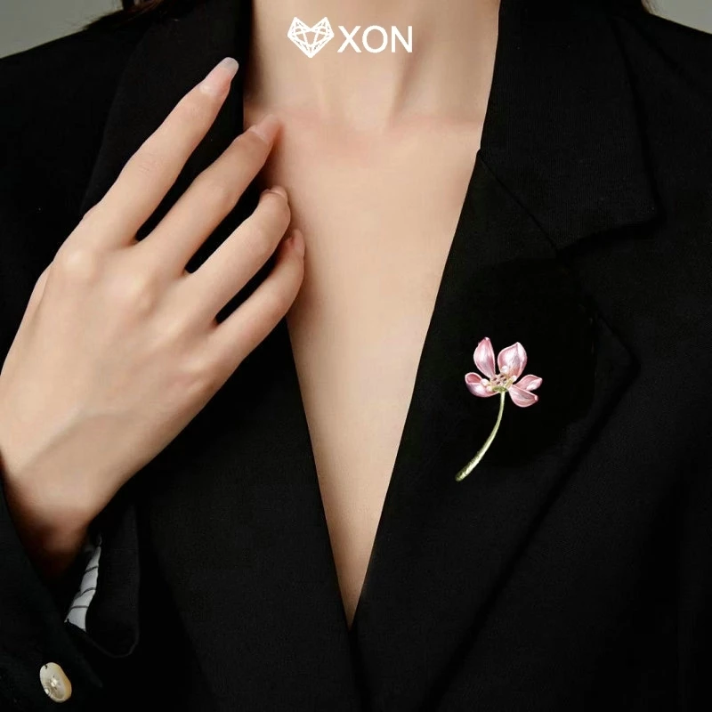 ⚡12h⚡[XON] Trâm cài hoa sen tinh tế thời trang dành cho nữ Cô gái Huy hiệu hoa sen thanh lịch Chân tính khí sáng tạo Phụ kiện quần áo [Mina]