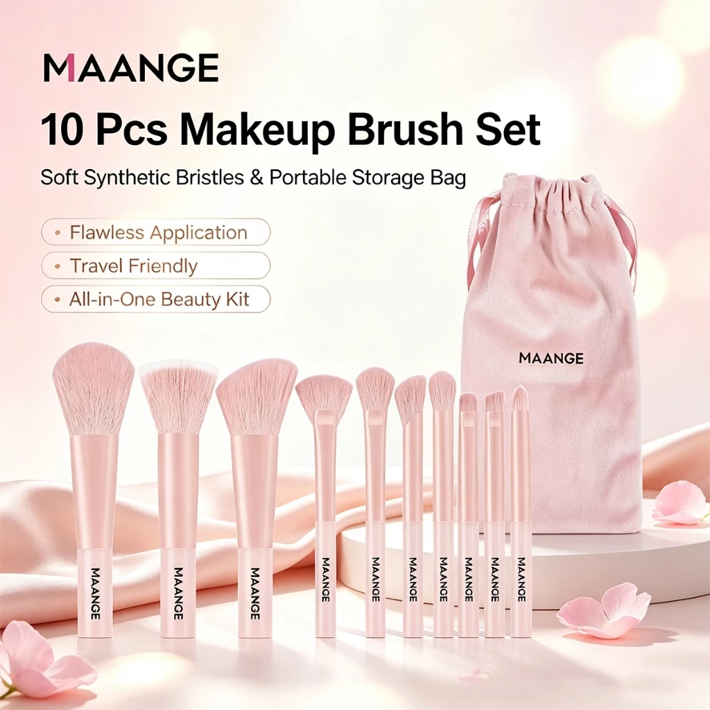 Bộ cọ makeup mini MAANGE 10 chiếc cọ trang điểm chuyên nghiệp ống pha lê cao cấp 52609