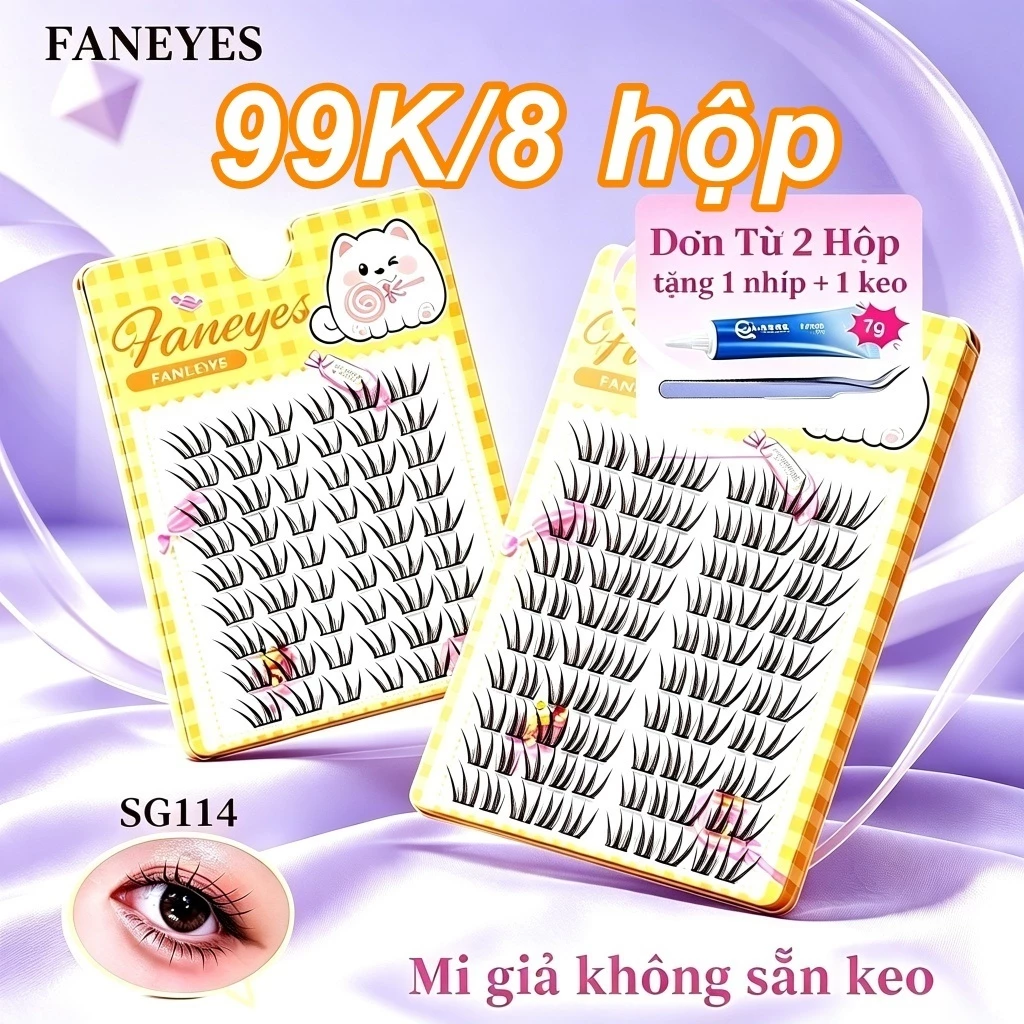 【99K/8 hộp】Lông mi giả dạng bó rời cần keo dán dài tự nhiên thanh mảnh thiết yếu hàng ngày thân thiện với người mới bắt đầu