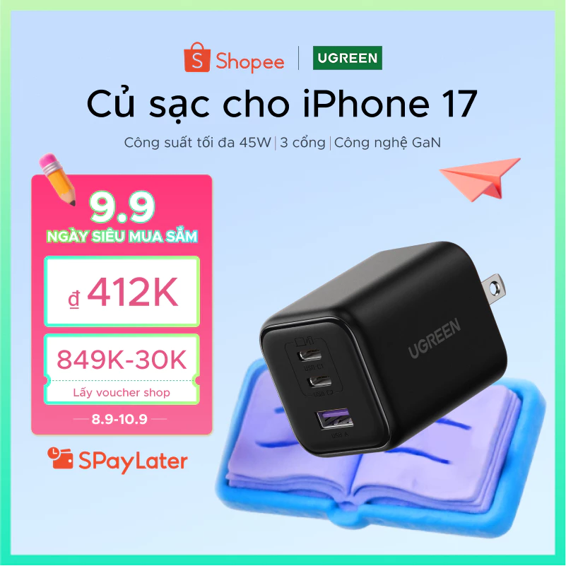 【 Nexode 】 UGREEN 45W 1 USB C Mini GaN Nexode Sạc Nhanh Cho Samsung S24 Ultra cho iPhone 18 Pro Max iPhone 17 Pro Max