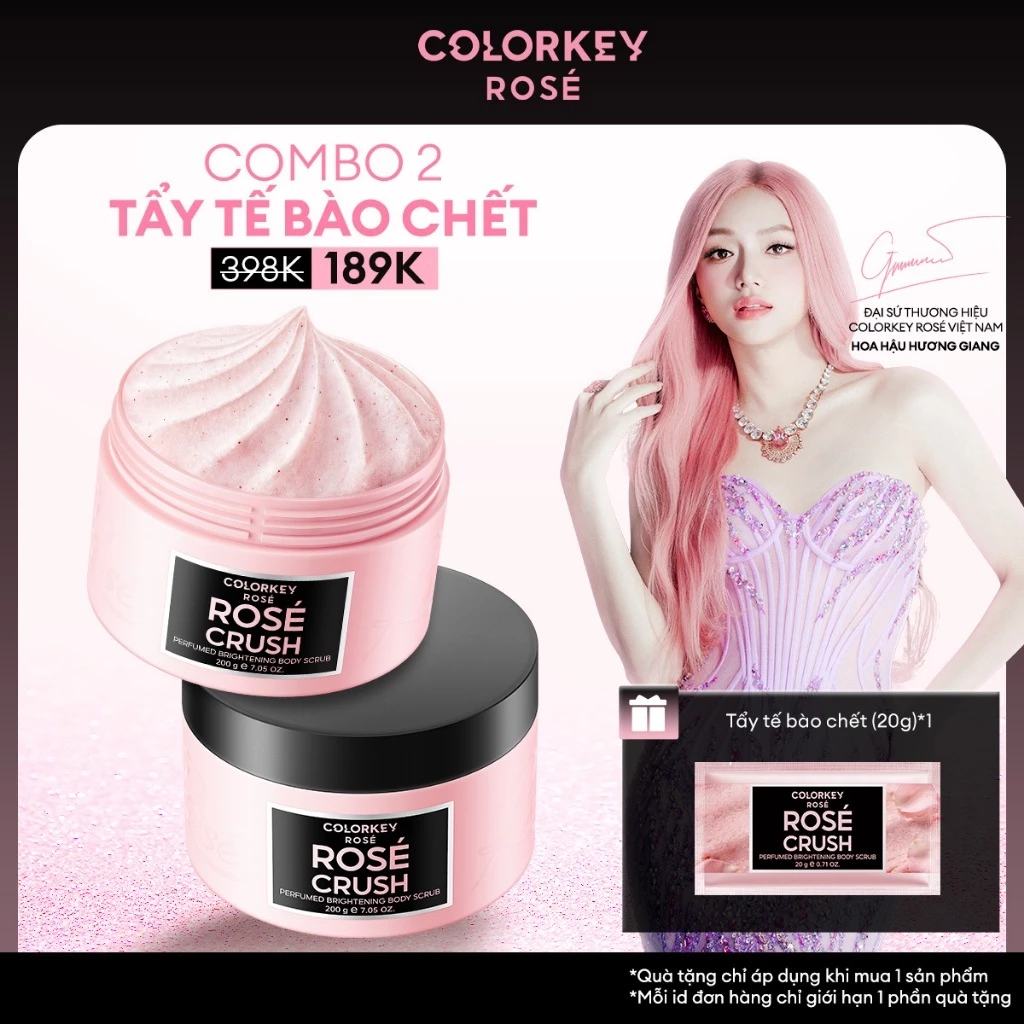 Tẩy Tế Bào Chết Body Scrub COLORKEY ROSÉ Dưỡng Sáng Da Mịn Màng, Không Gây Khô Da 200g