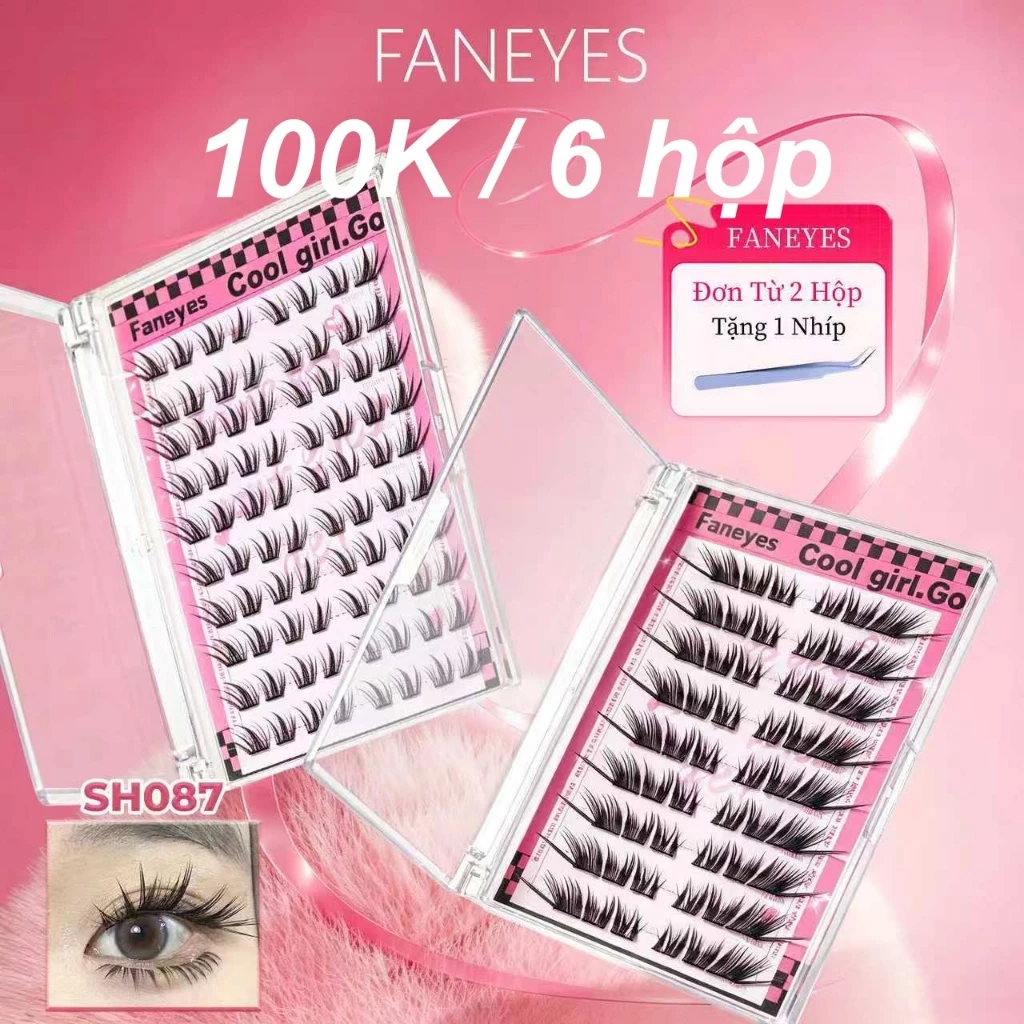 【100K/6hộp】Lông Mi Giả Nhóm Cô Gái Hàn Quốc Không Cần Keo Lông Mi Giả Không Tẩy Trang Độ Dính Chắc Chắn Tự Dính Phân Đoạn Người Lười Ngay Lập Tức Dính Lông Mi