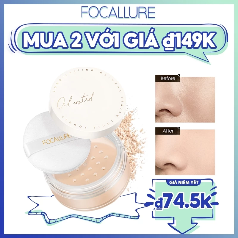 Phấn phủ Focallure kiềm dầu lâu trôi trang điểm tự nhiên nhiều màu tùy chọn