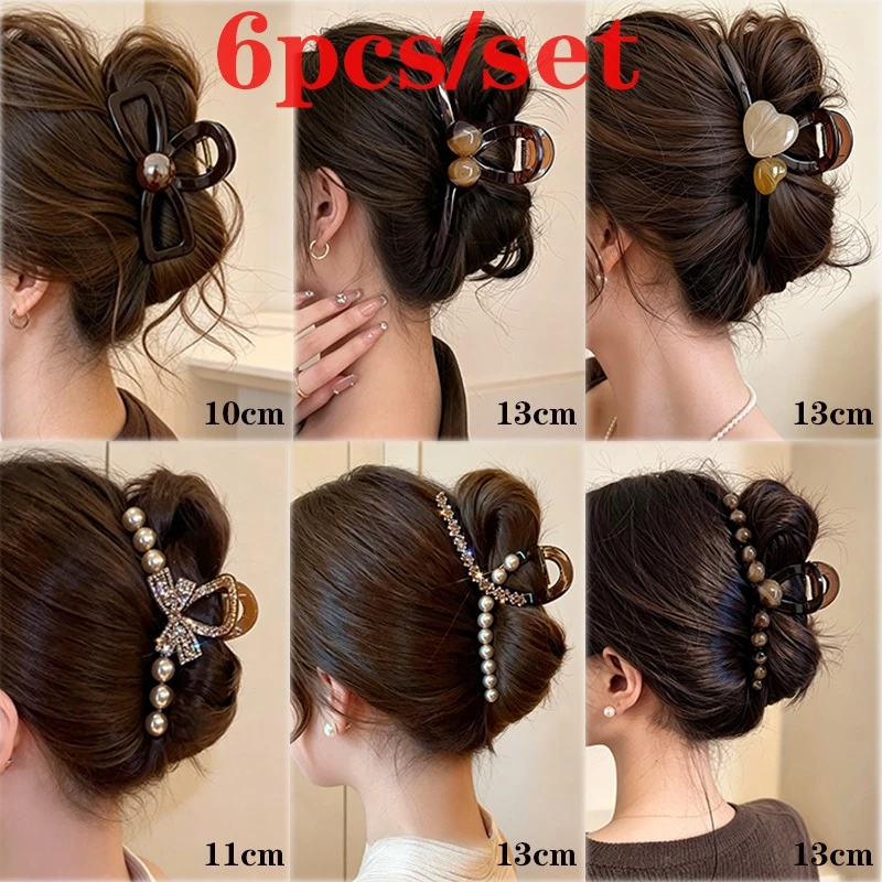 Kẹp Tóc Cá Mập Lớn Màu Cà Phê Phù Hợp Mọi Tone Da