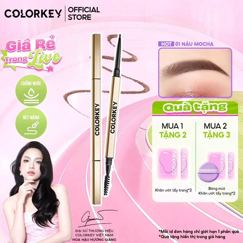 COLORKEY Bút Chì Kẻ Lông Mày Thiết Kế Hai Đầu Chống Mồ Hôi Tiện Lợi
