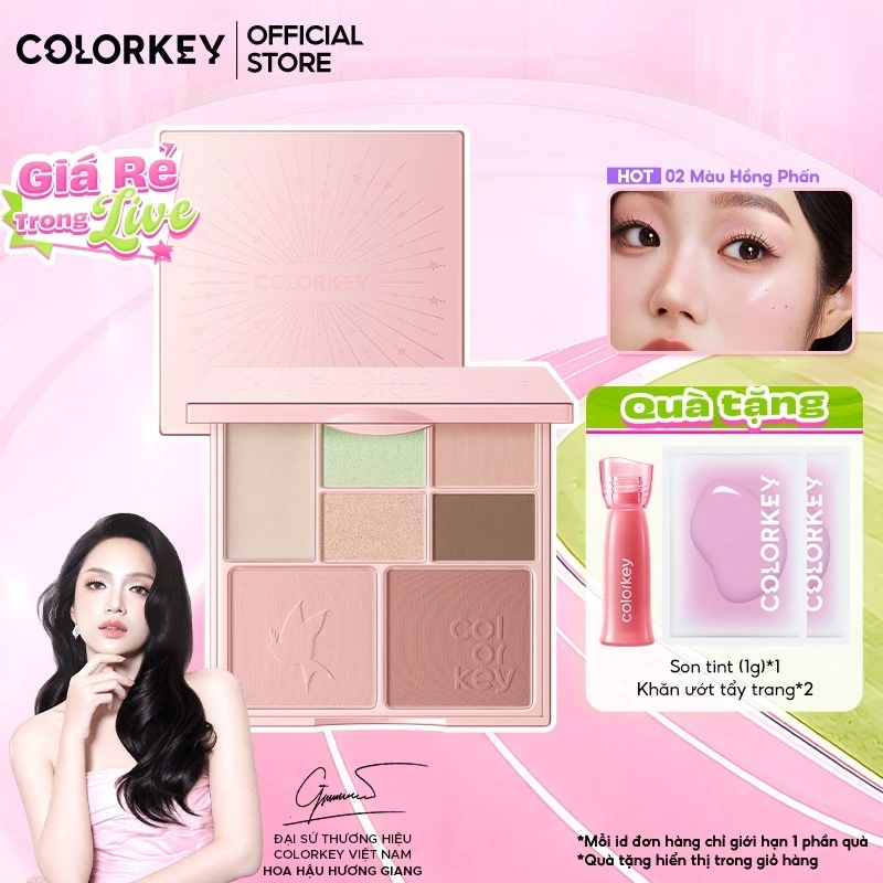 Bảng Phấn Trang Điểm Colorkey 7 Màu, Đa Năng, Phấn Mịn Dễ Tán, Nhỏ Gọn, Phù Hợp Makeup Hàng Ngày