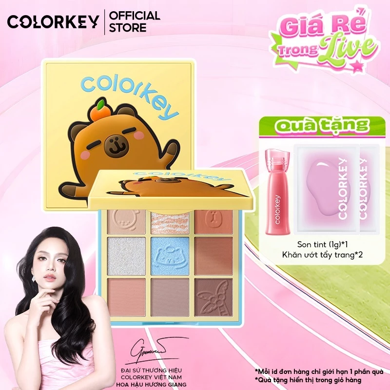 COLORKEY Capybara Bảng Phấn Mắt 9 Màu Trang Điểm Mắt Matte Pearlescent, Bảng Trang Điểm Đa Năng