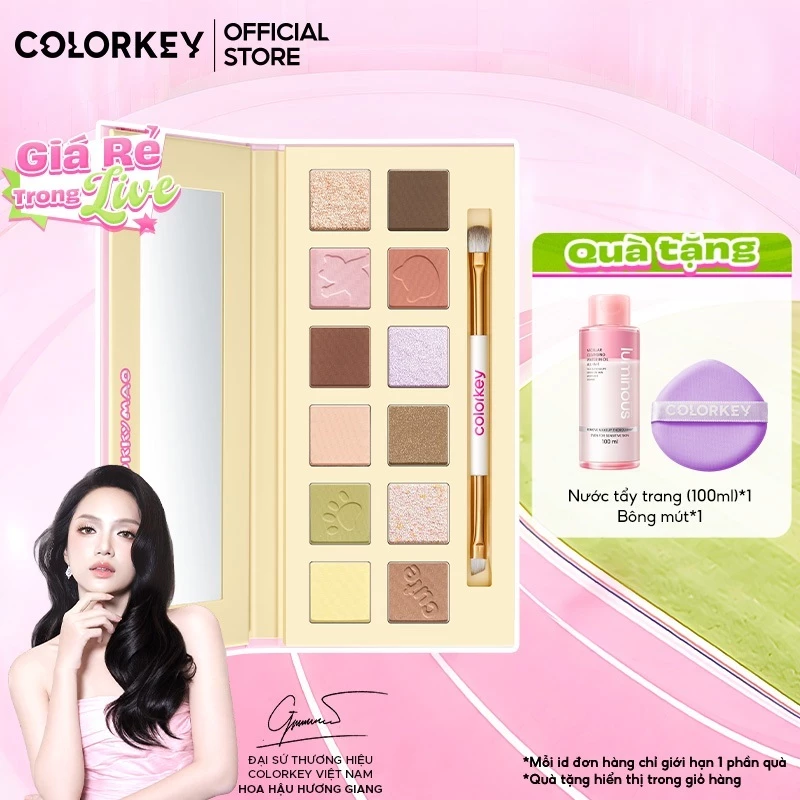 [COLORKEY X POKKY MAO] Bảng Phấn Mắt 12 Màu Đa Năng, Kèm Cọ Tiện Lợi 17.7g