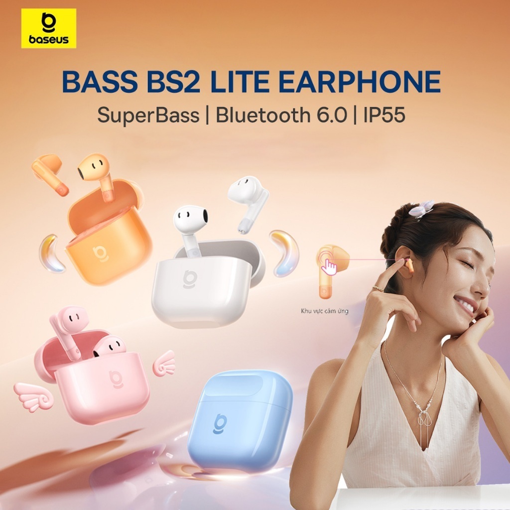 BASEUS Tai Nghe Bass BS2 Lite Bluetooth 6.0 Chống Nước IPX4 30h Tăng cường âm…