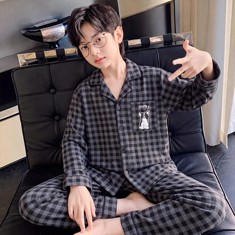 Size Lớn Trẻ Em Bộ Đồ Ngủ Dài Tay Thường Ngày Trẻ Em Đồ Ngủ Hoạt Hình In Hình Ve Áo Bộ Đồ Ngủ Bé Trai Váy Ngủ
