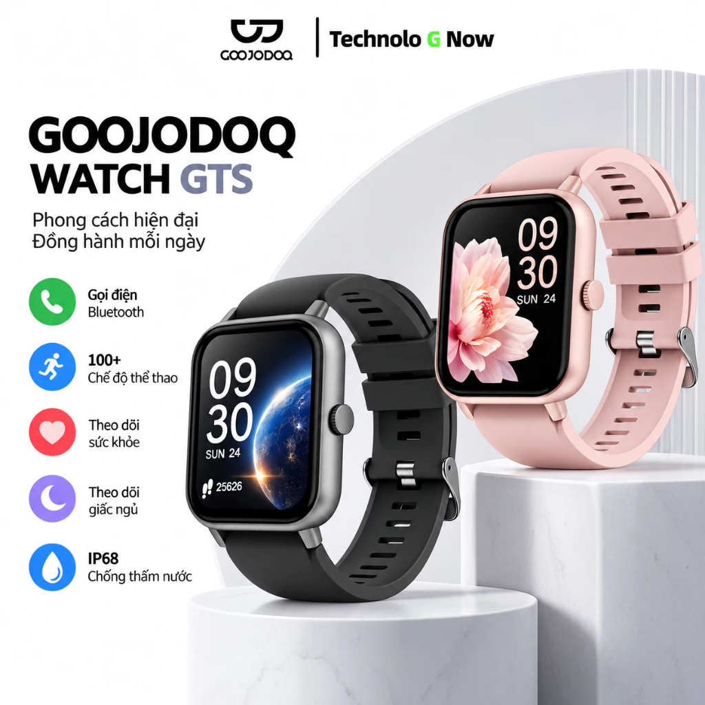 Đồng hồ thông minh chính hãng GOOJODOQ 2024 Màn hình cảm ứng, theo dõi sức khỏe, kết nối điện thoại để nhận tin nhắn, gọi điện, chống nước