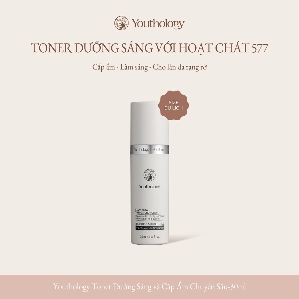 Youthology Cellglow Toner Dưỡng Trắng 30ml - Cấp Ẩm, Làm Sáng Da, Hỗ Trợ Mờ Thâm & Đều Màu Da
