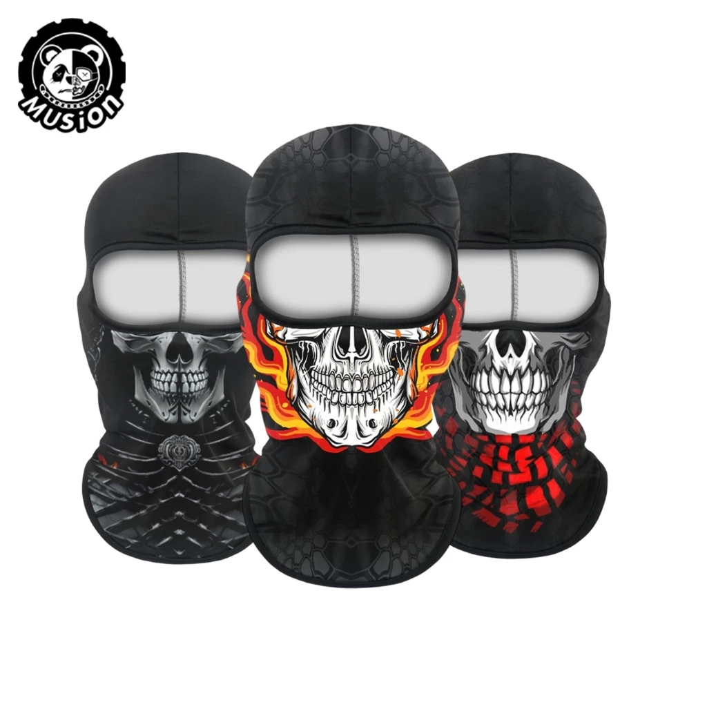Musion Skull In Xe Máy Balaclava Full Face Mask Thoáng Khí Chống Tia UV Chống Gió Mũ Bảo Hiểm Lót Đi Xe Đạp Trượt Tuyết Thể Thao Ngoài Trời