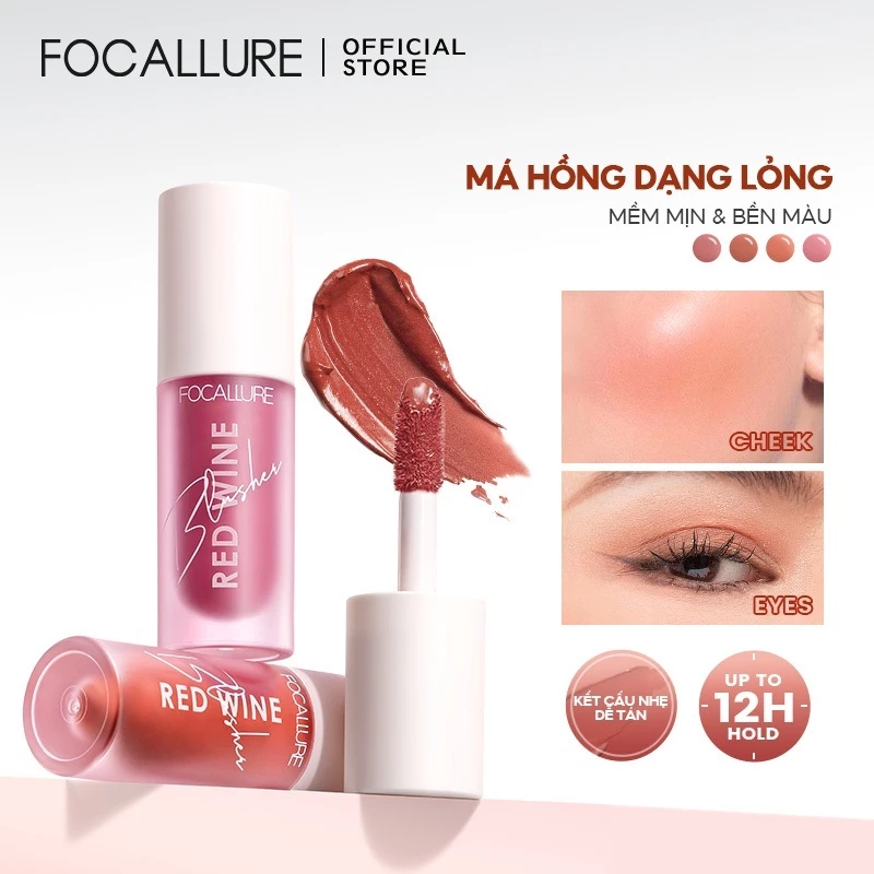 Kem má hồng FOCALLURE tông màu đỏ rượu dùng trang điểm mặt 42g