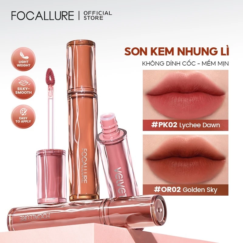 FOCALLURE Pro-blur Airy Velvety Lip Tint Velvet Matte Mossue Lip Cream Airy-lip Dưỡng Ẩm Son Bóng
