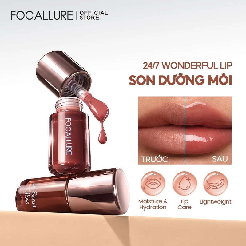 FOCALLURE Toasted Plumping Lip Serum Dưỡng Ẩm Chăm Sóc Môi Siêu Nhẹ Son Bóng 12H Hydration
