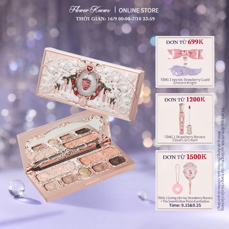 Bộ sưu tập Flower Knows Strawberry Cupid Bảng màu mặt đa năng Bảng Phấn Mắt 14g