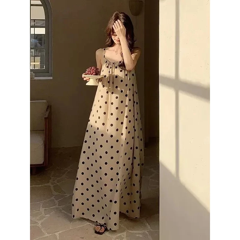 Mắt Cá Chân Váy Dài Nữ Mùa Hè Suspender Váy Dài Có Thể Mặc Bên Ngoài Ngày Lễ Váy Cotton Lụa Mát Thêm Phong Cách Dài