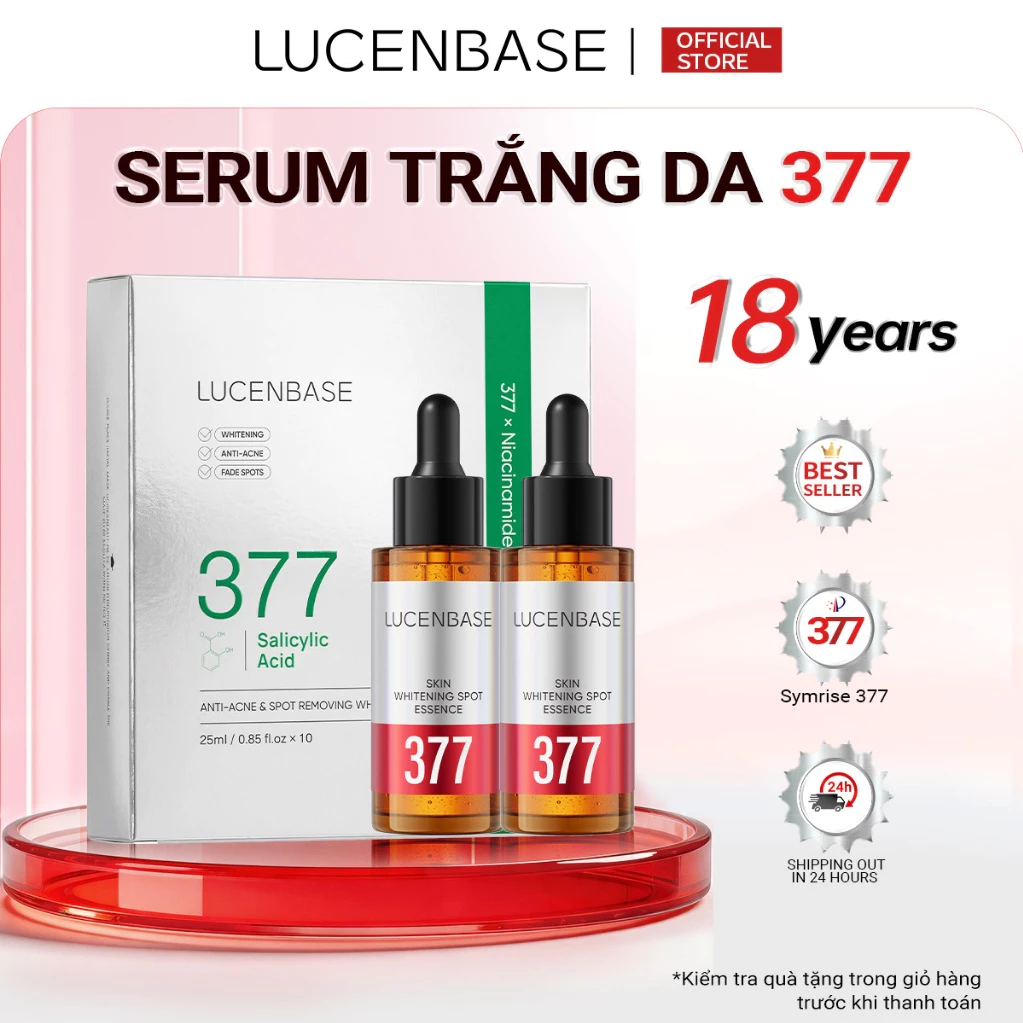 [LIVE x LUCENBASE]COMBO 2 Chai Tinh Chất LUCENBASE Skin Whitening Spot Essence 30ml*2 + 1 Hộp LUCENBASE Salicylic Acid Anti-Acne & Spot Removing Whitening Mask (10 Miếng - 25ml/Miếng)