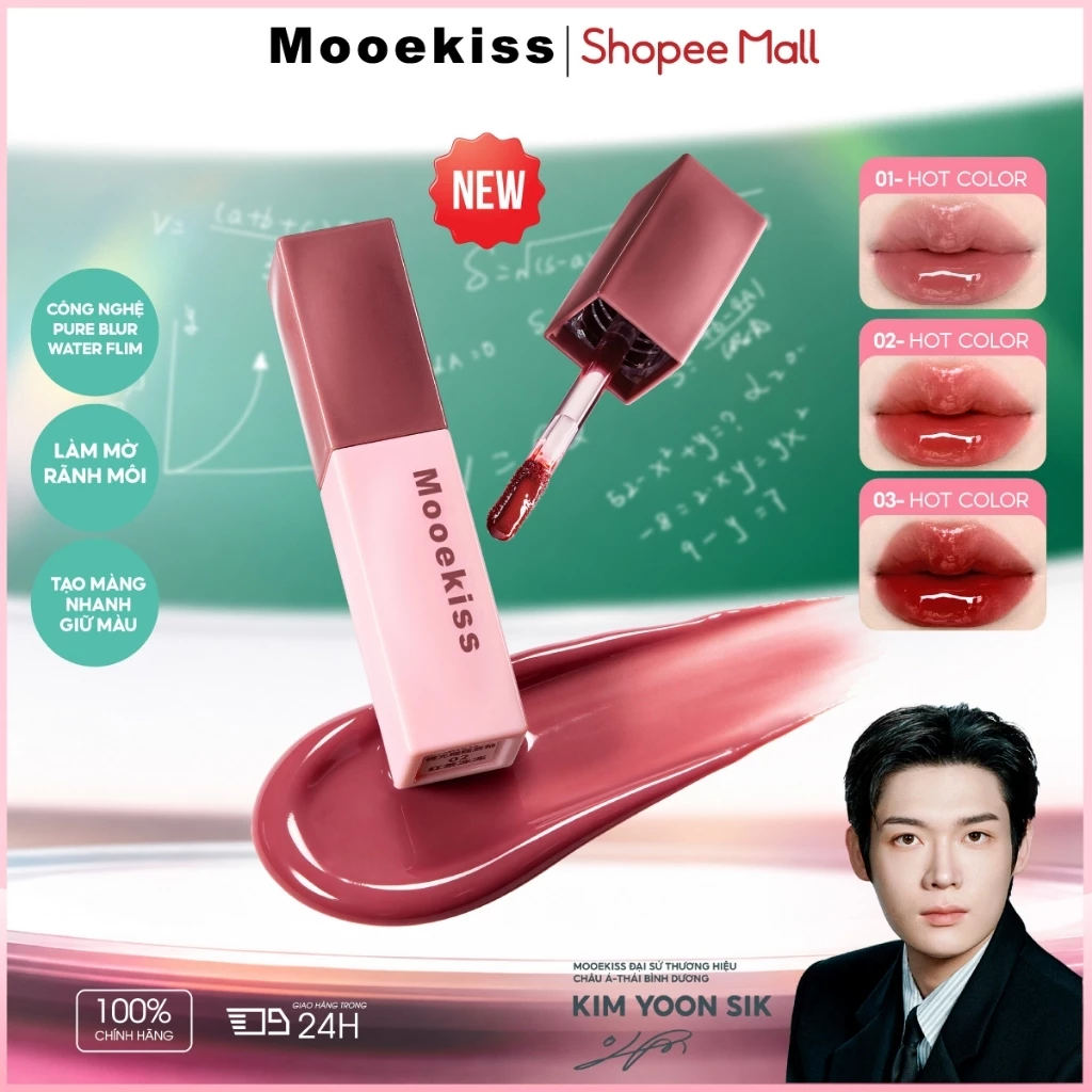 [NEW] Mooekiss Mirror Lip Gloss, Mirror Water Gloss Lip Gloss, Son môi dưỡng ẩm Độ bão hòa thấp, Son bóng nước ép