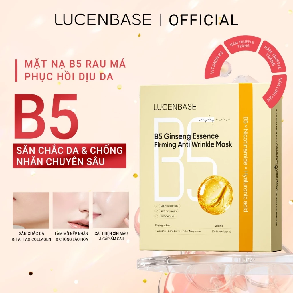 Mặt nạ chống nhăn tinh chất nhân sâm Lucenbase - Làm săn chắc và đàn hồi sâu (25ml / tờ)