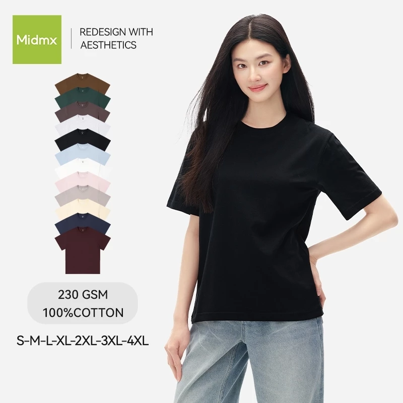 áo thun Midmx Áo Thun Boxy Form Rộng Unisex 230Gsm Cotton oversize