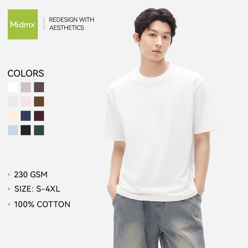 Áo Thun Bò Xi Midmx Cổ Tròn Basic, Made from Cotton, Phù Hợp Nam Nữ
