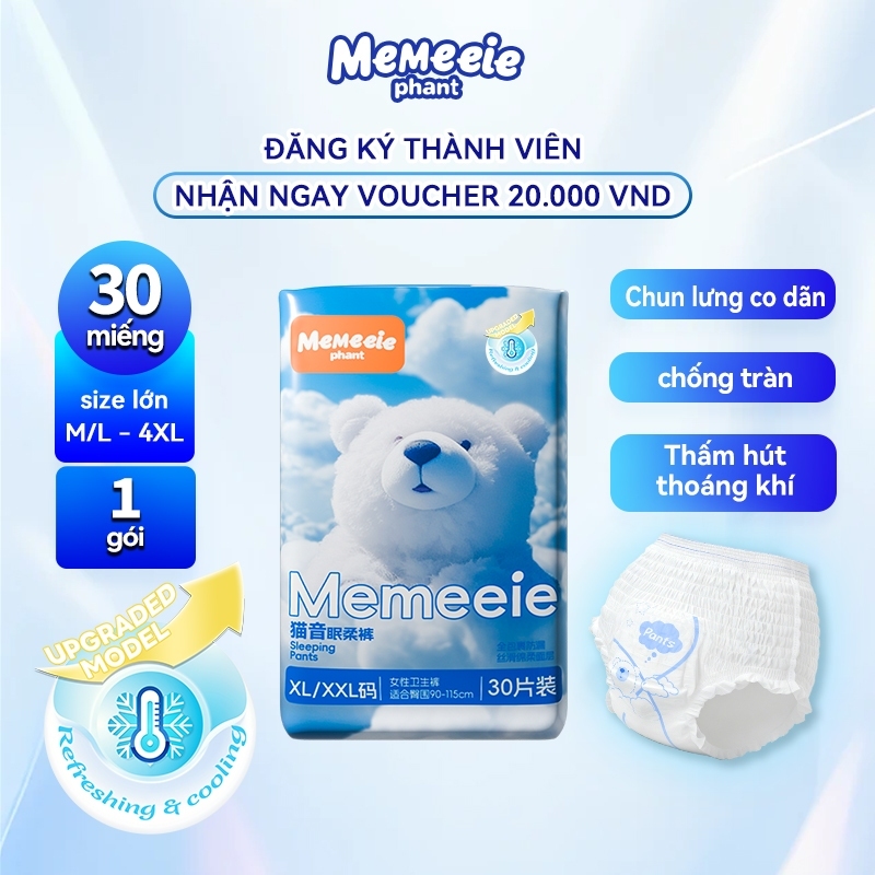 Bäng ve sinh dang quàn Memeeie 30 miêng,Sièu mòng thám húttót, chóng tràn hièu…