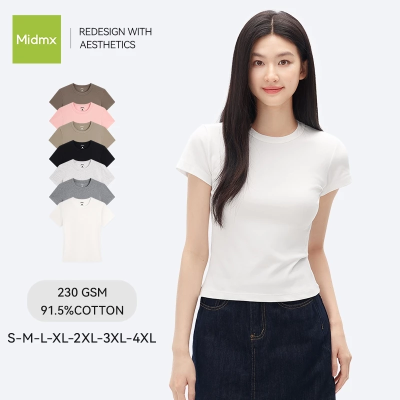 Áo thun nữ form ôm Babytee Midmx Áo Thun Nữ Ôm nữ Ôm Body Cổ Tròn Basic
