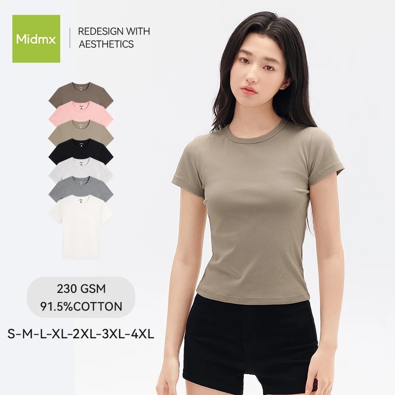 Áo thun nữ tay ngắn MIDMX, sử dụng chất liệu Cotton chất lượng cao, thiết kế đơn giản, thoải mái phù hợp