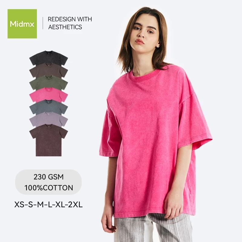 áo thun nam form rộng Áo Thun Trơn Wash Midmx vải cotton cao cấp thoải mái