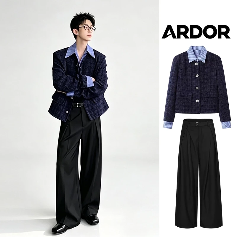 Áo Khoác nam nữ Cao Cấp màu xanh Tweed Chất Liệu unisex Cổ Bẻ dạ dày dặn kiểu dáng Hàn Quốc rất đẹp, mùa đông và mùa thu Áo khoác