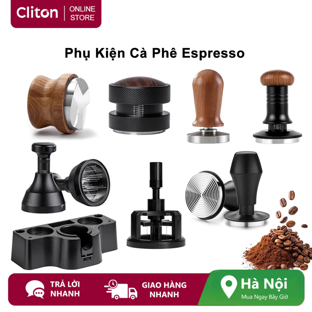 Phụ kiện Cliton Espresso: Máy pha cà phê lò xo Espresso 51mm / 58mm với dụng cụ khuấy, Máy phân phối cà phê, Máy pha cà phê có thể điều chỉnh Espresso, Búa bột để sử dụng tại nhà & thương mại