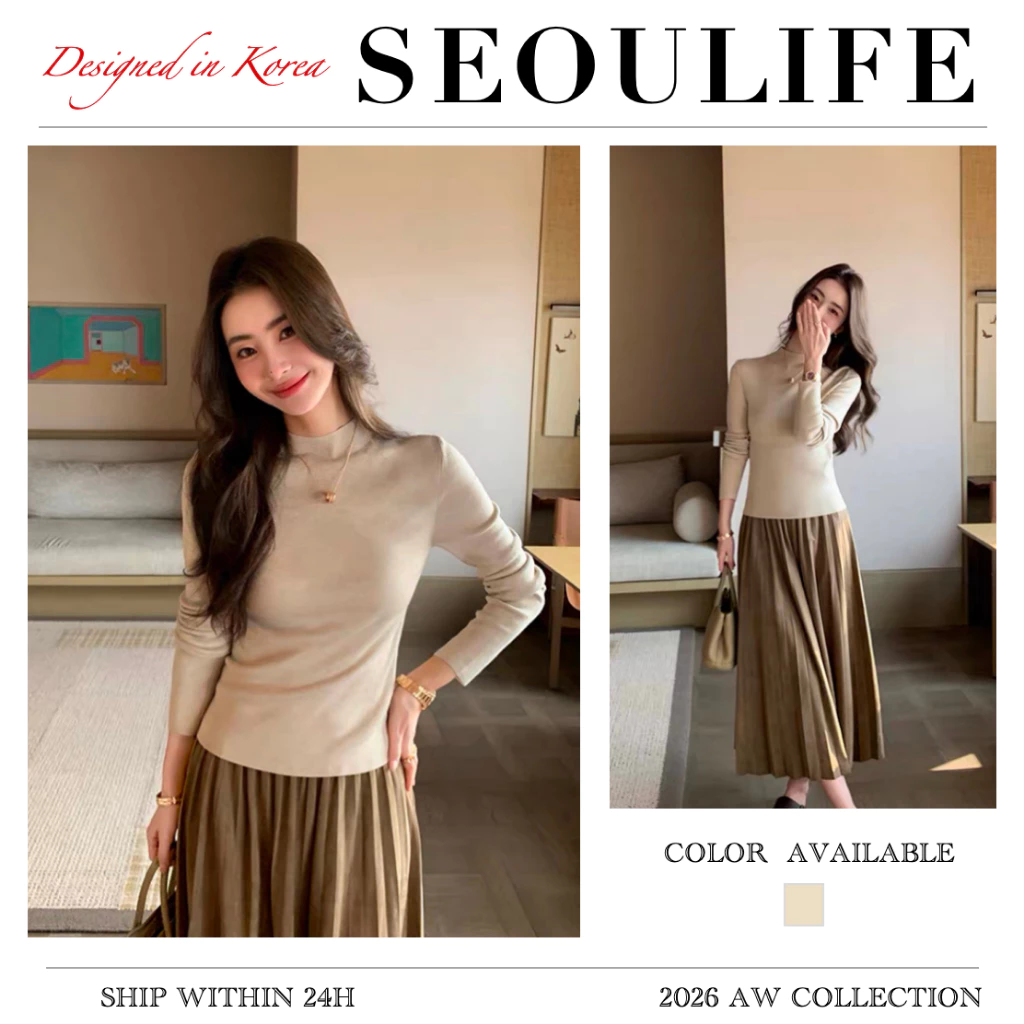 SEOULIFE | Mùa Thu Đông 2026 Phong Cách Sang Trọng Hàn Quốc Mềm Mại Slim-Fit Mock Cổ Đan Áo Len Cardigan, Hiệu Ứng Giảm Béo Đa Năng & Làm Sáng, Mềm Mại, Thoải Mái & Ấm Áp, Bột Yến Mạch