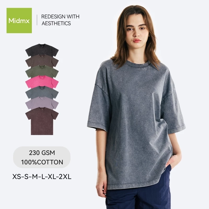 Áo thun trơn Unisex Form Suông vải cotton cao cấp thoải mái Áo thun nam Midmx wash