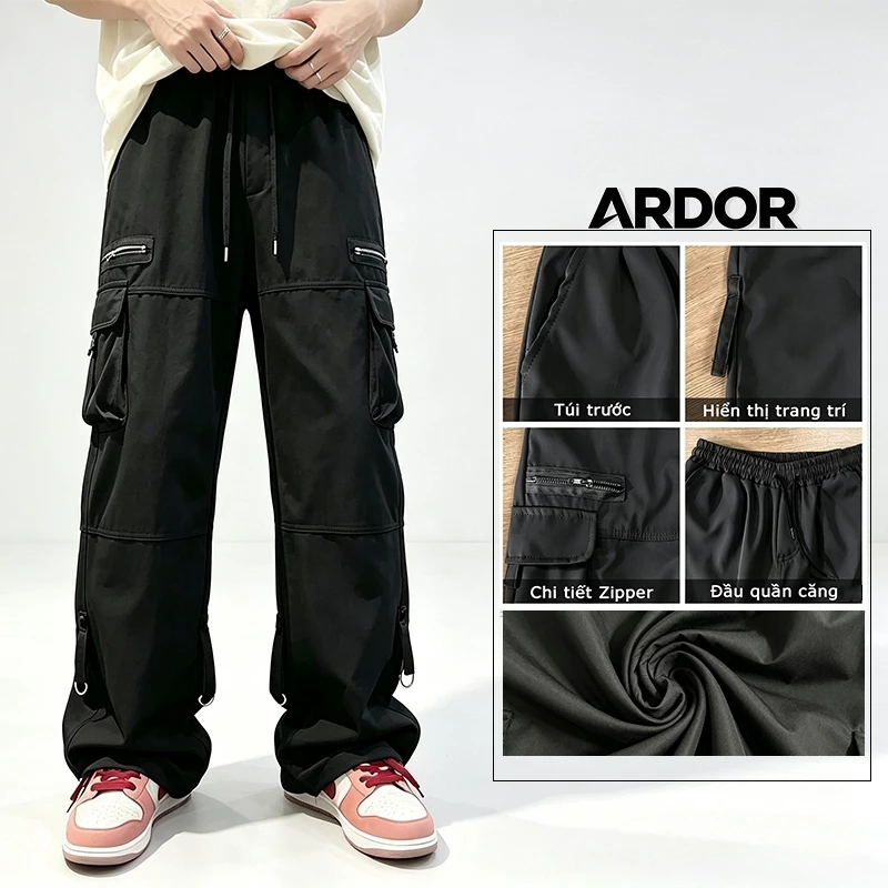 quần cargo nam túi hộp nữ unisex quần Ống rộng phong cách hiphop Đường phố big size quần túi hộp cao cấp ống rộng suông nhiều túi có dây rút chỉnh eo Dễ Phối Đồ