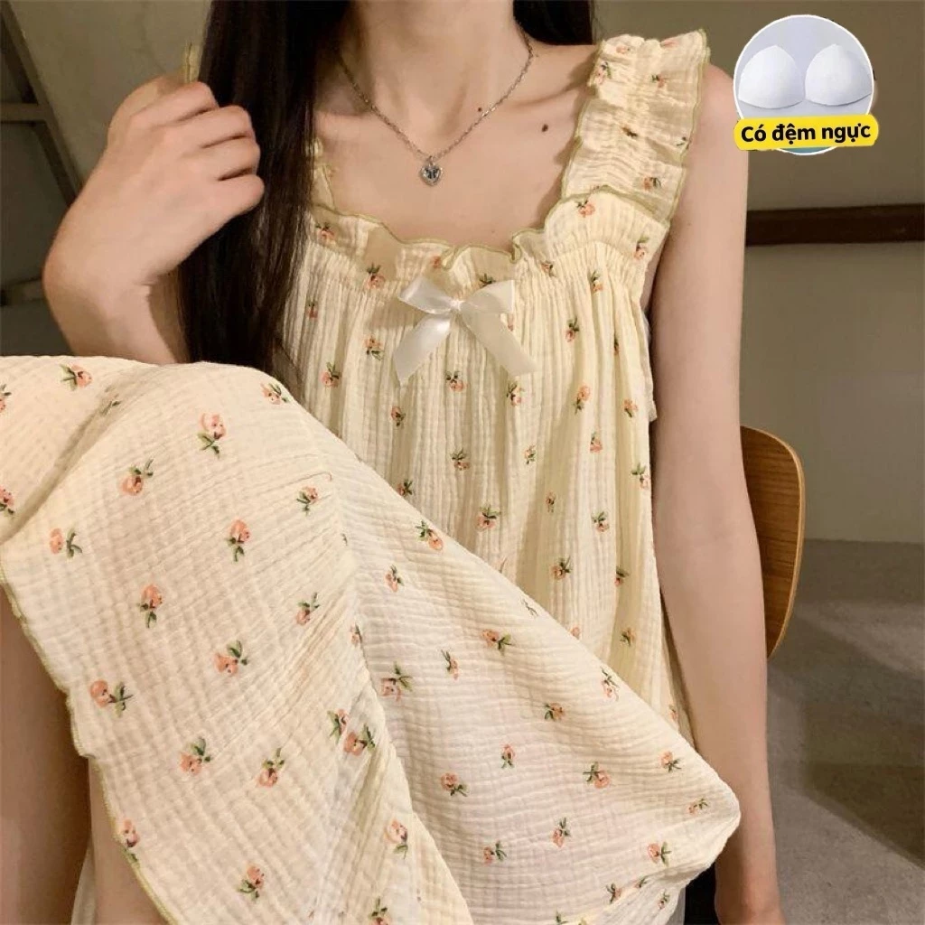 【Đánh giá cao - Có độn ngực】Váy ngủ mùa hè bán chạy - Phong cách Hàn Quốc ngọt ngào, tinh nghịch - Quai mảnh viền ren xinh xắn - Đồ ngủ tại nhà dễ thương - Mẫu hot bán chạy - Free ship ✅ Giao hàng trong ngày